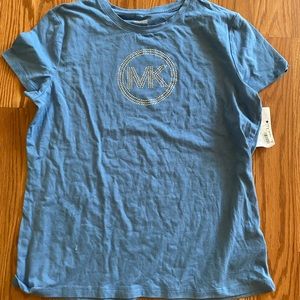 University blue mk t shirt rhinestones soft